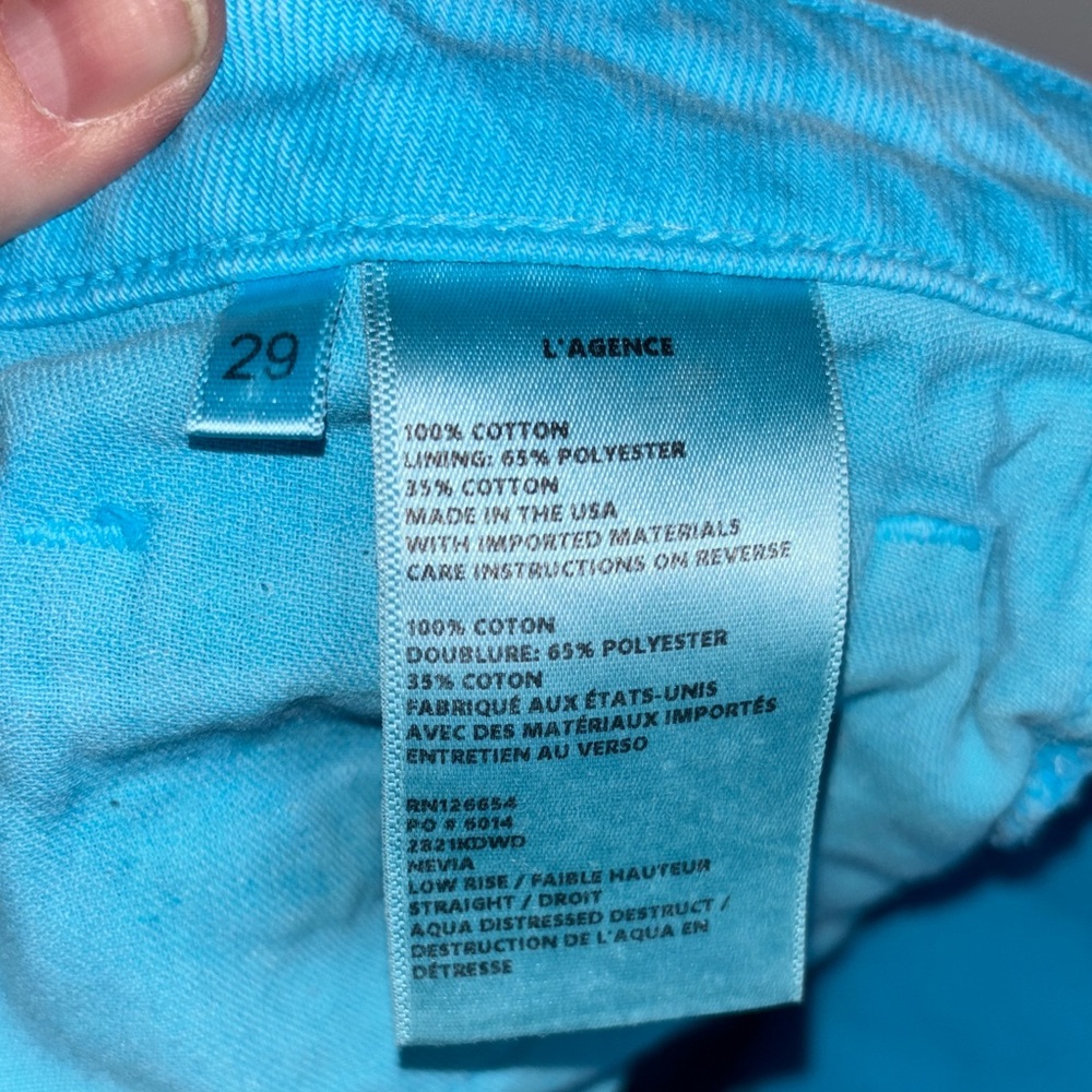 L'AGENCE Bright Blue Straight Leg Jeans - Picture 3 of 4